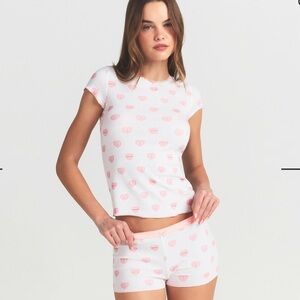 Skims pointelle baby tee and short set